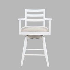 Axis White Counter Dining Table w/ 4 Ladder Back Swivel Counter Stool - Ornate Home