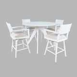 Axis White Counter Dining Table w/ 4 Panel Back Swivel Counter Stool - Ornate Home