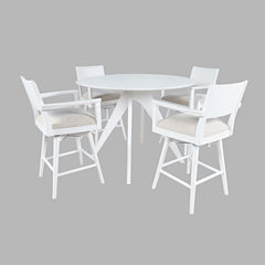 Axis White Counter Dining Table w/ 4 Panel Back Swivel Counter Stool - Ornate Home
