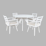 Axis White Dining Table w/ 4 Ladder Back Swivel Dining Chair - Ornate Home