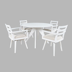 Axis White Dining Table w/ 4 Ladder Back Swivel Dining Chair - Ornate Home