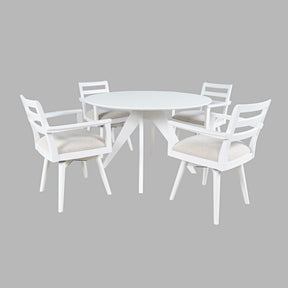 Axis White Dining Table w/ 4 Ladder Back Swivel Dining Chair - Ornate Home