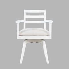 Axis White Dining Table w/ 4 Ladder Back Swivel Dining Chair - Ornate Home