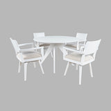 Axis White Dining Table w/ 4 Panel Back Swivel Dining Chair - Ornate Home