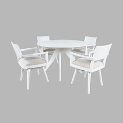 Axis White Dining Table w/ 4 Panel Back Swivel Dining Chair - Ornate Home