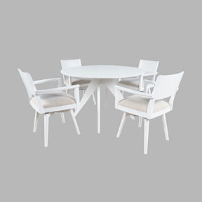 Axis White Dining Table w/ 4 Panel Back Swivel Dining Chair - Ornate Home