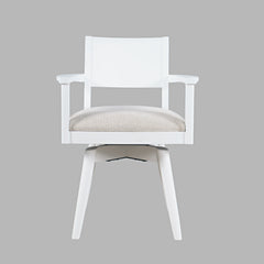 Axis White Dining Table w/ 4 Panel Back Swivel Dining Chair - Ornate Home
