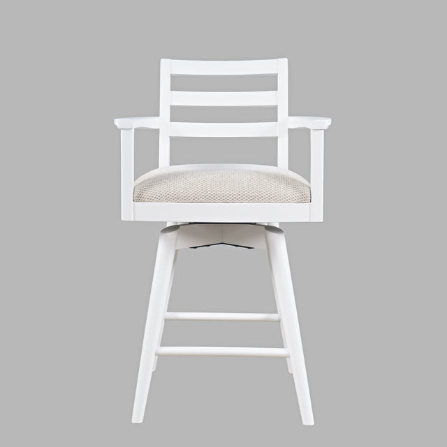 Axis White Ladder Back Swivel Counter Stool (Set of 2) - Ornate Home
