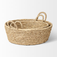 Ayanna Brown Deep Nesting Seagrass Baskets with Handles (Set of 2)