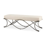 Ayla Cream/Antique Nickel Fabric Seat Bench - Ornate Home