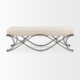 Ayla Cream/Antique Nickel Fabric Seat Bench - Ornate Home