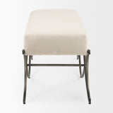 Ayla Cream/Antique Nickel Fabric Seat Bench - Ornate Home