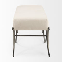 Ayla Cream/Antique Nickel Fabric Seat Bench