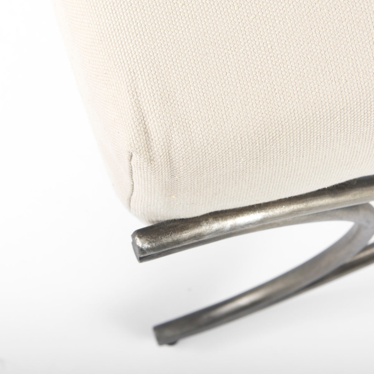 Ayla Cream/Antique Nickel Fabric Seat Bench - Ornate Home