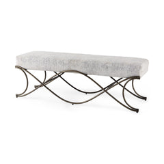 Ayla Dark Gray/Dark Nickel Fabric Seat Bench