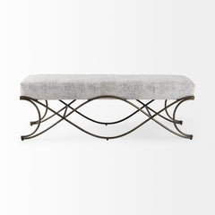 Ayla Dark Gray/Dark Nickel Fabric Seat Bench