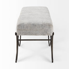 Ayla Dark Gray/Dark Nickel Fabric Seat Bench