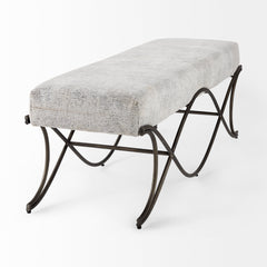 Ayla Dark Gray/Dark Nickel Fabric Seat Bench