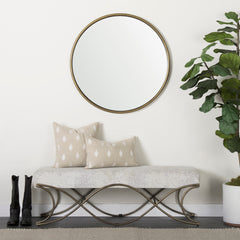 Ayla Dark Gray/Dark Nickel Fabric Seat Bench