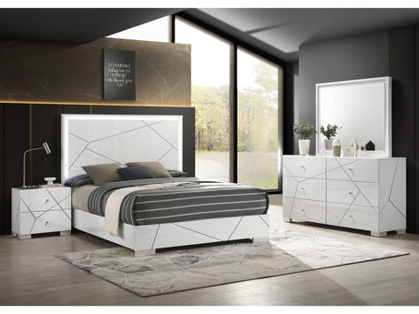 Ayla White LED Panel Bedroom Set - Ornate Home