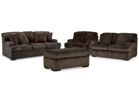 Aylesworth Chocolate Sofa & Loveseat & Oversized Chair & Ottoman - Ornate Home