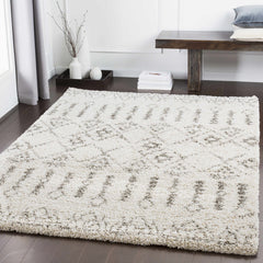 Aylett Beige Trellis Shag Rug - Clearance - Ornate Home