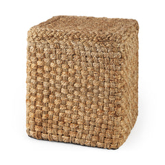 Aylin Brown 16.5" Square Jute Pouf - Ornate Home