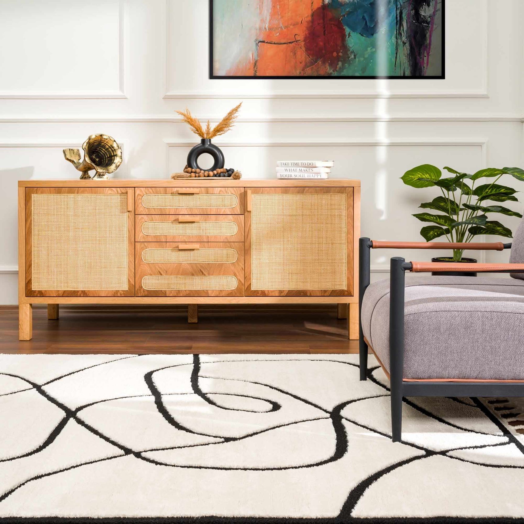 Azana Black & White Area Rug - Ornate Home