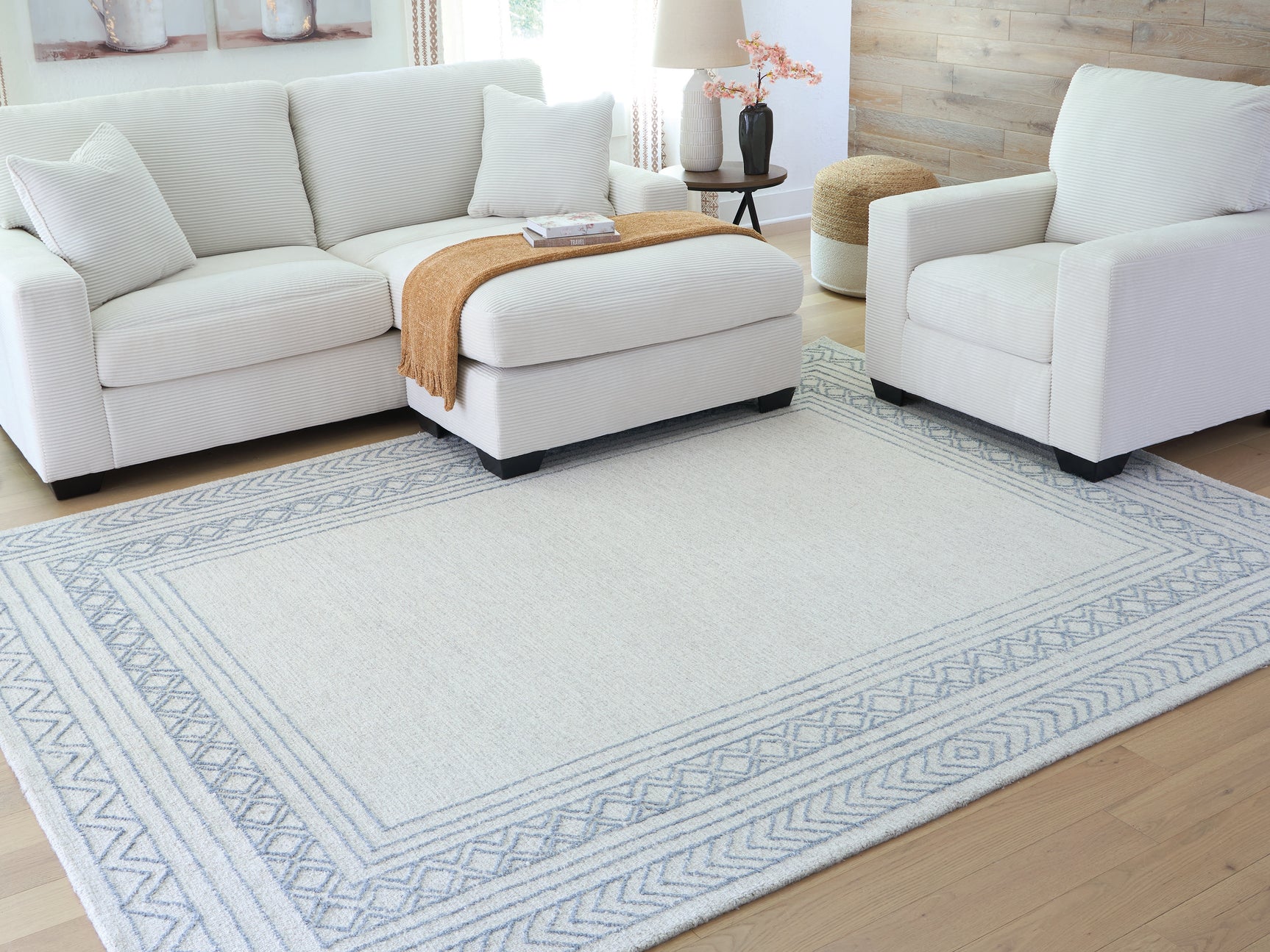 Azelhurst Blue/Ivory/Gray Large Rug - Ornate Home
