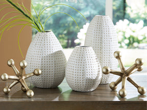 Azerton White/Gold Finish Accessory Set (Set of 5) - Ornate Home