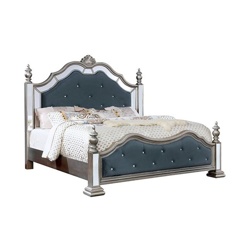 Azha Silver/Gray Queen Bed - Ornate Home