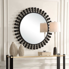 Aziel Black Round Mirror - Ornate Home