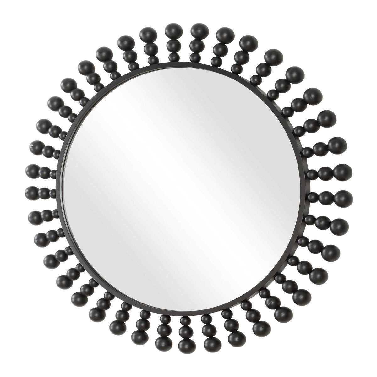 Aziel Black Round Mirror - Ornate Home