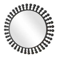 Aziel Black Round Mirror - Ornate Home