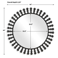 Aziel Black Round Mirror - Ornate Home