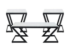 Azra White/Dark Gray 3-Piece Pack Occasional Set - Ornate Home