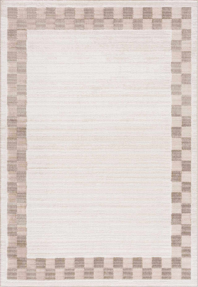 Azrika Beige Checkered Washable Rug - Clearance - Ornate Home