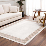 Azrika Beige Checkered Washable Rug - Clearance - Ornate Home