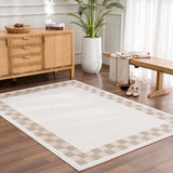 Azrika Beige Checkered Washable Rug - Clearance - Ornate Home