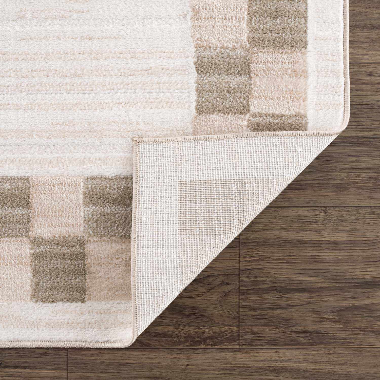 Azrika Beige Checkered Washable Rug - Clearance - Ornate Home