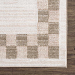 Azrika Beige Checkered Washable Rug - Clearance - Ornate Home