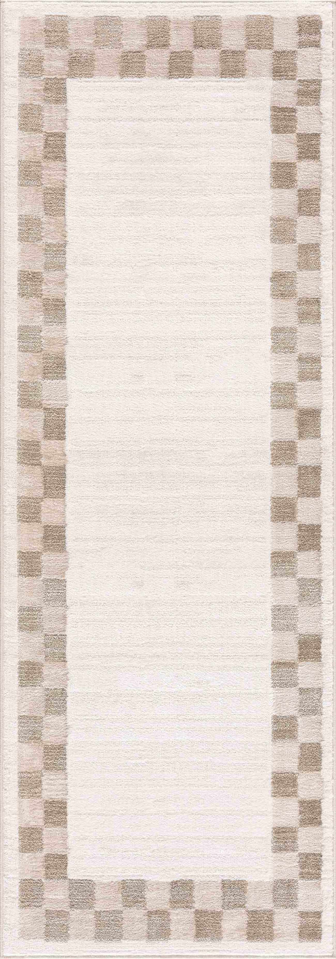 Azrika Beige Checkered Washable Rug - Clearance - Ornate Home