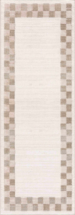 Azrika Beige Checkered Washable Rug - Clearance - Ornate Home