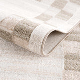 Azrika Beige Checkered Washable Rug - Clearance - Ornate Home