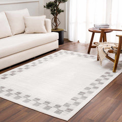 Azrika Gray Checkered Washable Rug - Clearance - Ornate Home