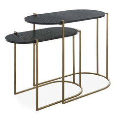 Aztec Black/Brass Wood Nesting Tables (Set of 2) - Ornate Home