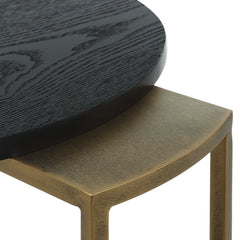 Aztec Black/Brass Wood Nesting Tables (Set of 2) - Ornate Home