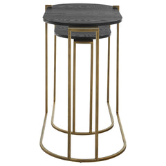Aztec Black/Brass Wood Nesting Tables (Set of 2) - Ornate Home