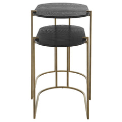 Aztec Black/Brass Wood Nesting Tables (Set of 2) - Ornate Home