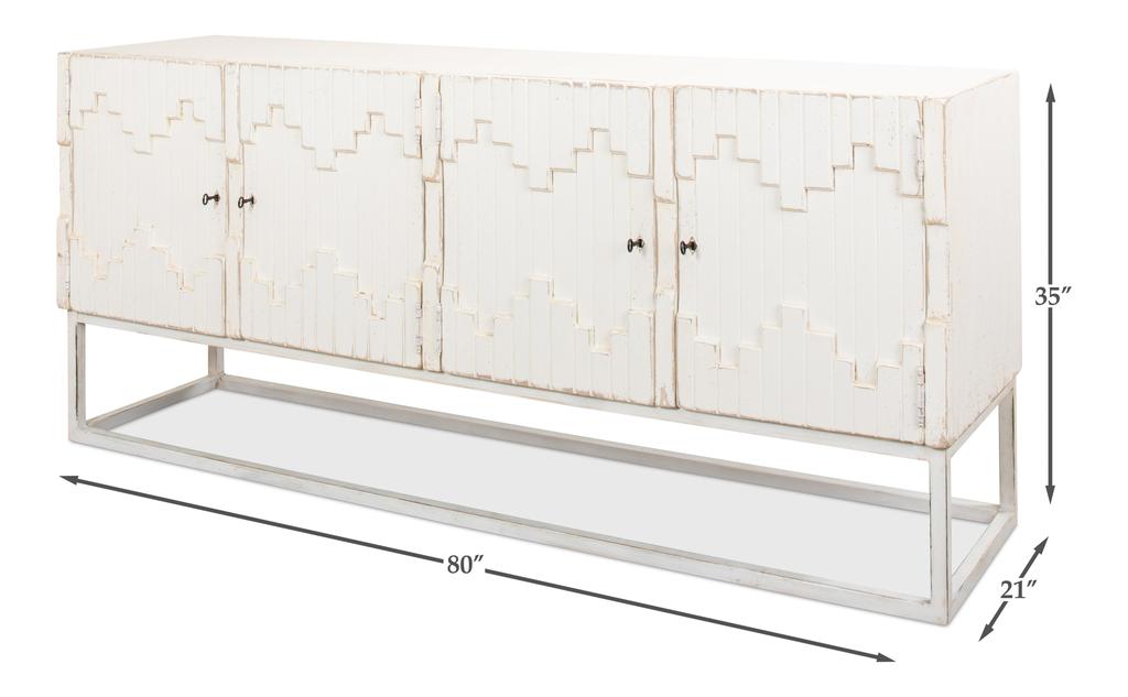 Aztec White Sideboard On Stand - Ornate Home
